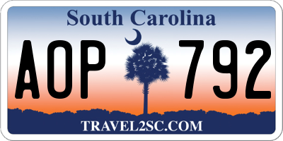 SC license plate AOP792