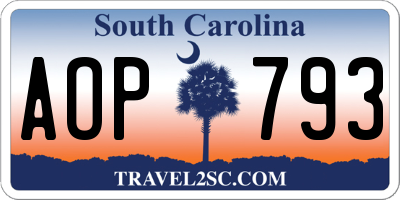 SC license plate AOP793