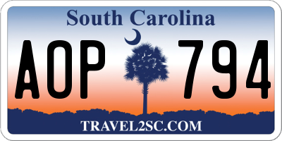 SC license plate AOP794