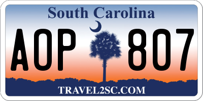 SC license plate AOP807