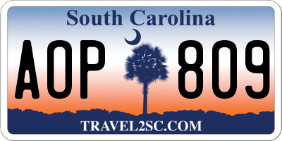 SC license plate AOP809