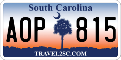 SC license plate AOP815