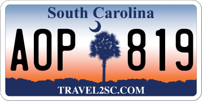 SC license plate AOP819