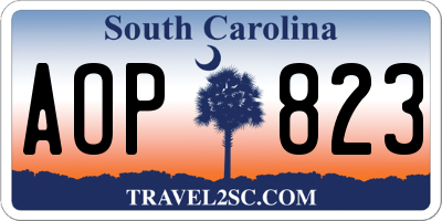 SC license plate AOP823