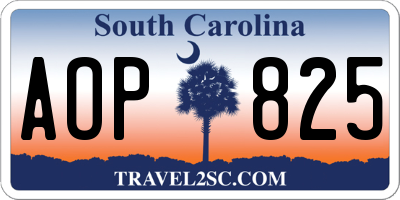 SC license plate AOP825