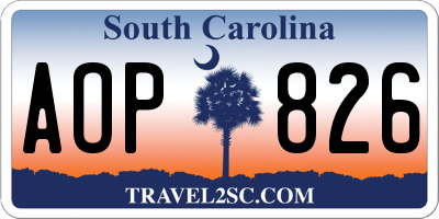 SC license plate AOP826