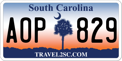 SC license plate AOP829