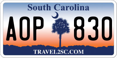 SC license plate AOP830