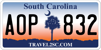 SC license plate AOP832