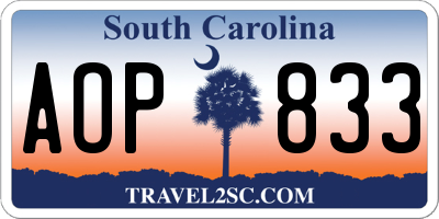SC license plate AOP833