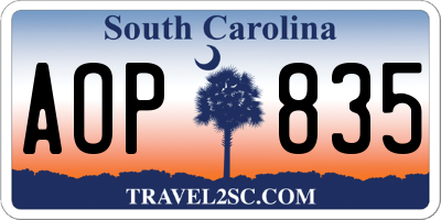 SC license plate AOP835
