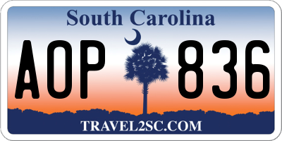 SC license plate AOP836
