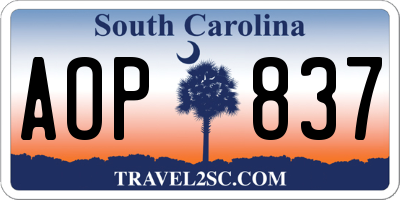 SC license plate AOP837