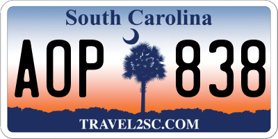 SC license plate AOP838