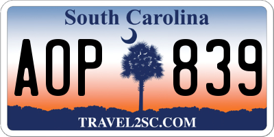 SC license plate AOP839