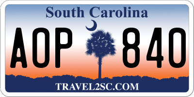 SC license plate AOP840