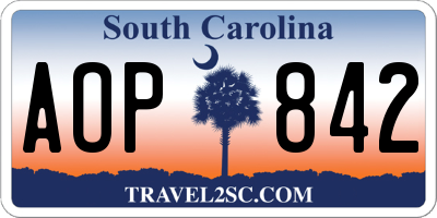 SC license plate AOP842