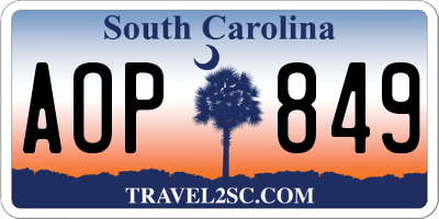 SC license plate AOP849