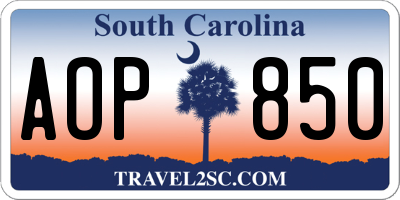 SC license plate AOP850