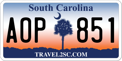 SC license plate AOP851