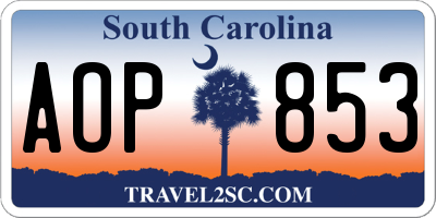 SC license plate AOP853
