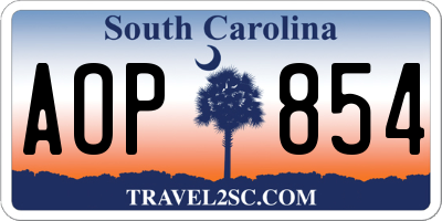 SC license plate AOP854