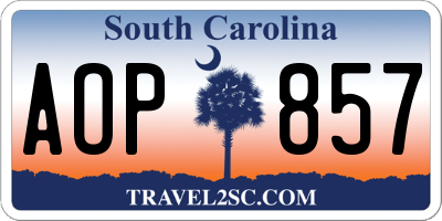 SC license plate AOP857