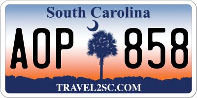 SC license plate AOP858
