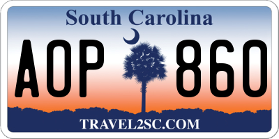 SC license plate AOP860