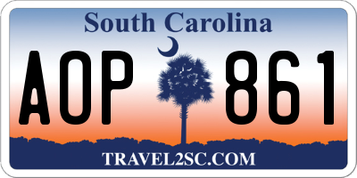 SC license plate AOP861