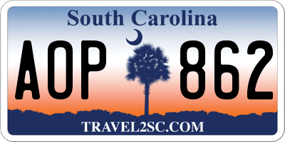 SC license plate AOP862