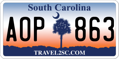 SC license plate AOP863