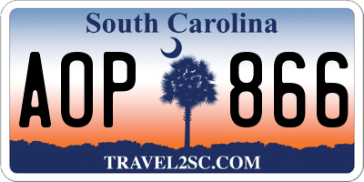 SC license plate AOP866