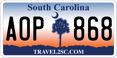SC license plate AOP868