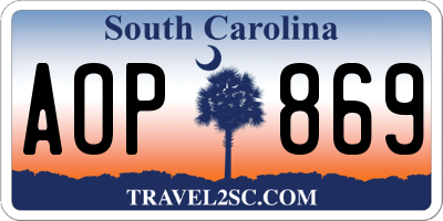 SC license plate AOP869