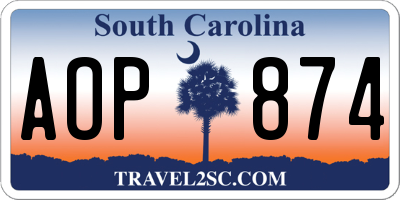 SC license plate AOP874