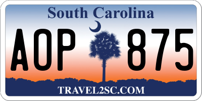 SC license plate AOP875