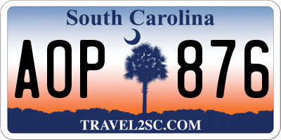 SC license plate AOP876