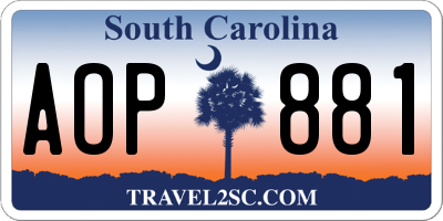 SC license plate AOP881