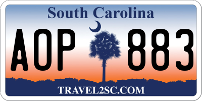SC license plate AOP883