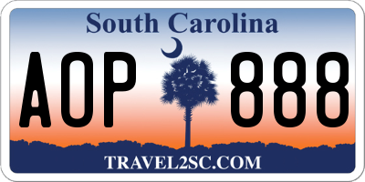 SC license plate AOP888