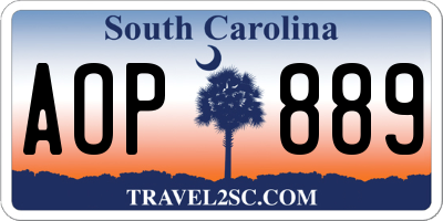 SC license plate AOP889