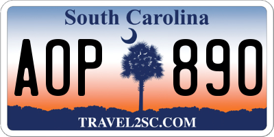 SC license plate AOP890