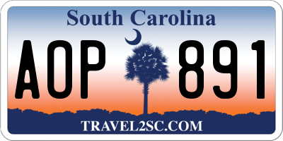 SC license plate AOP891