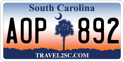 SC license plate AOP892