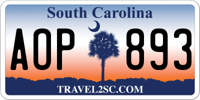 SC license plate AOP893