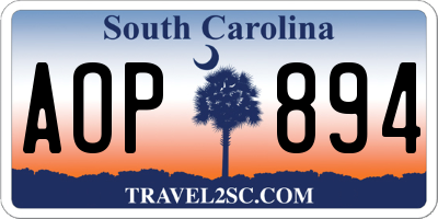SC license plate AOP894