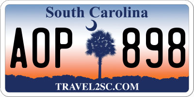 SC license plate AOP898