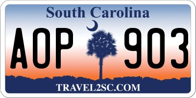 SC license plate AOP903