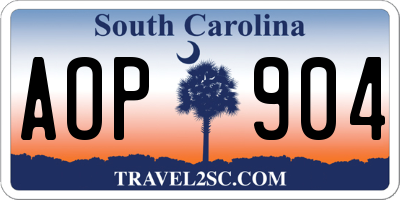 SC license plate AOP904